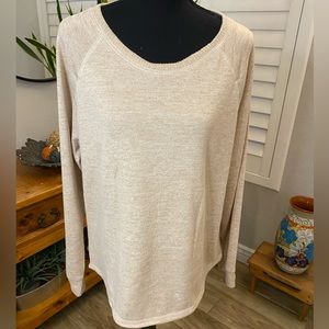 LIVE LOVE LOUNG women tan long sleeves very soft round neckline size large